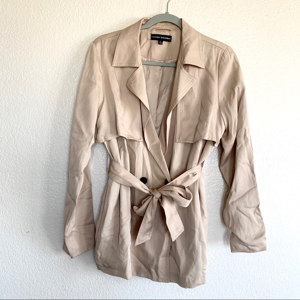 Catherine Malandrino Tan Tencel Trench Coat Jacket